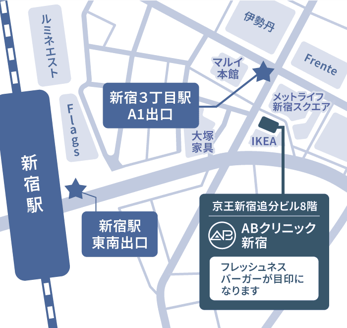 新宿駅からのマップ